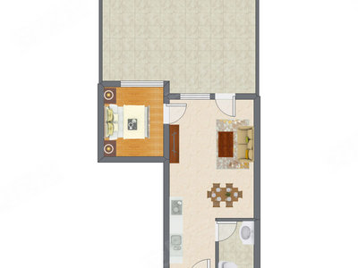 1室2厅 55.65平米