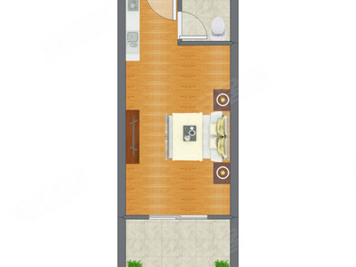 1室0厅 44.52平米户型图