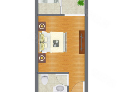 1室0厅 32.54平米户型图