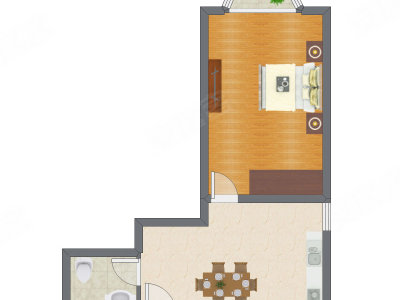 1室1厅 58.00平米