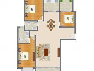 3室2厅 114.11平米