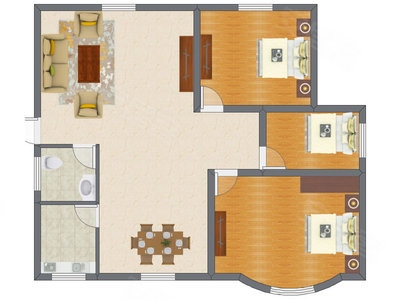 3室2厅 92.69平米户型图