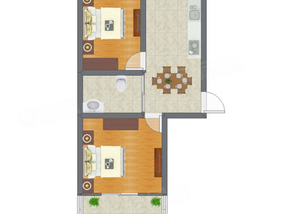 2室1厅 42.45平米