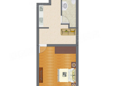 1室1厅 37.95平米