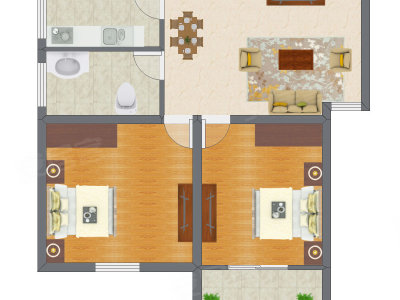2室2厅 88.31平米户型图