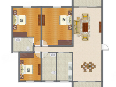 3室2厅 140.30平米
