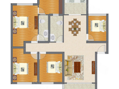 4室2厅 134.49平米户型图