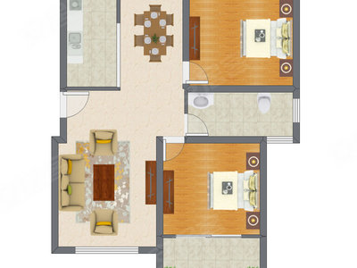 2室2厅 95.10平米户型图