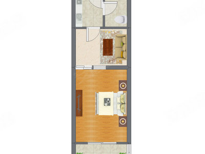 1室1厅 47.38平米户型图