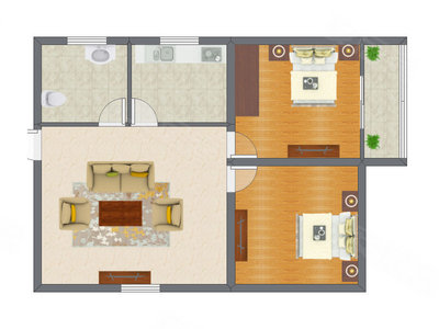 2室1厅 68.00平米户型图