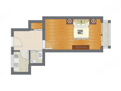 1室1厅 40.30平米户型图
