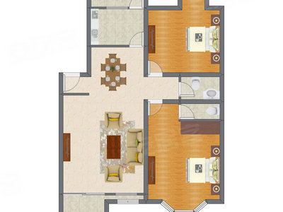 2室2厅 111.86平米户型图
