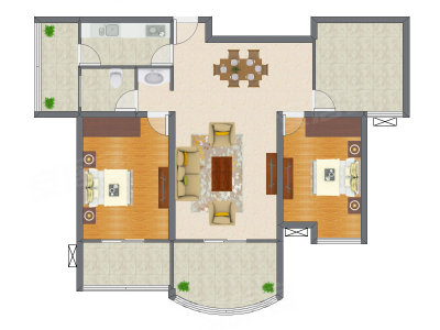 2室2厅 113.02平米户型图