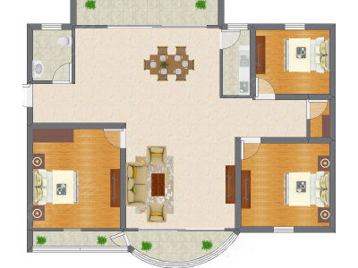 3室2厅 108.54平米户型图