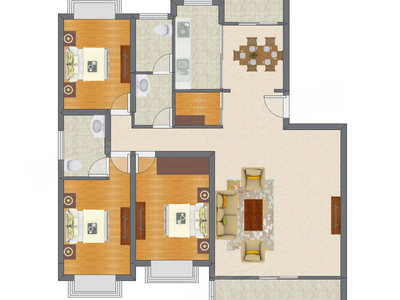 3室2厅 153.34平米户型图