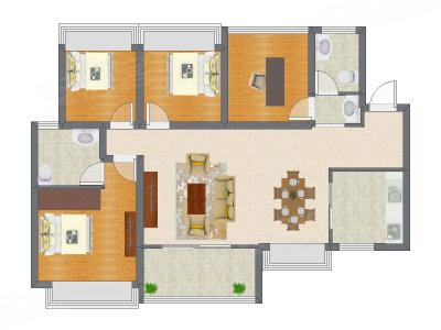 4室2厅 111.00平米户型图