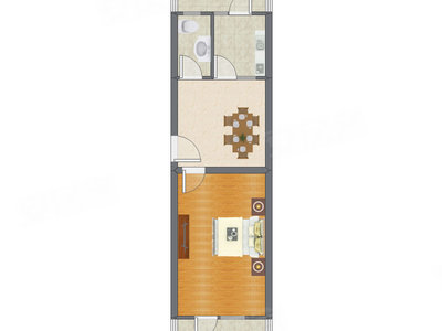 1室1厅 57.98平米