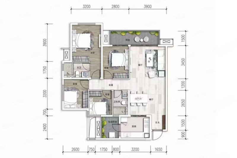 滨江睿城4室2厅103㎡110万二手房图片