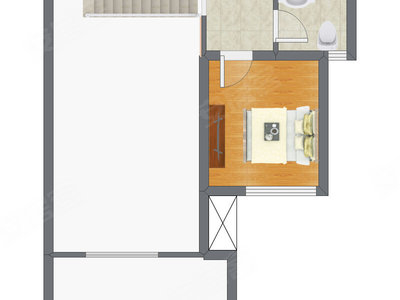 1室2厅 45.68平米户型图
