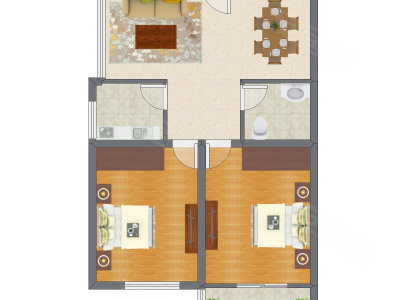 2室2厅 97.26平米户型图