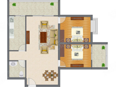 2室2厅 115.08平米户型图