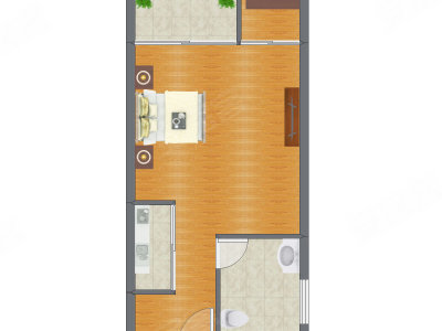 1室0厅 44.70平米户型图