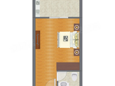 1室0厅 45.21平米户型图