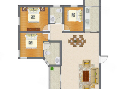 3室2厅 107.26平米