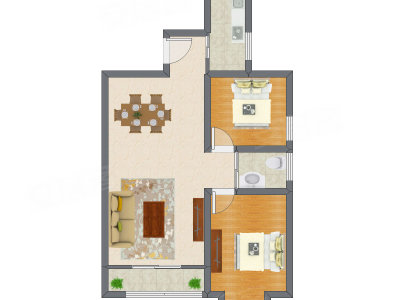2室2厅 95.22平米户型图