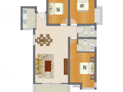 3室2厅 123.88平米户型图