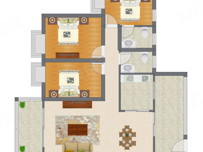 3室2厅 99.70平米户型图