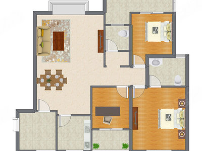 3室2厅 121.78平米