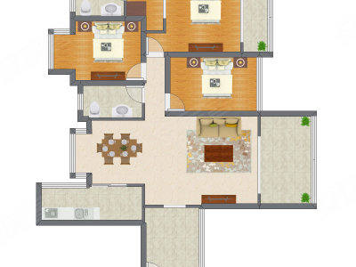 3室2厅 105.31平米
