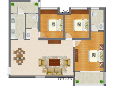 3室2厅 111.87平米