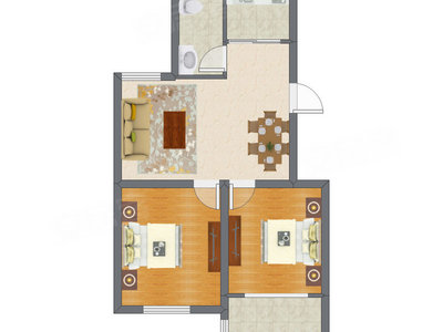 2室2厅 80.65平米户型图