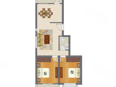 2室2厅 95.53平米户型图