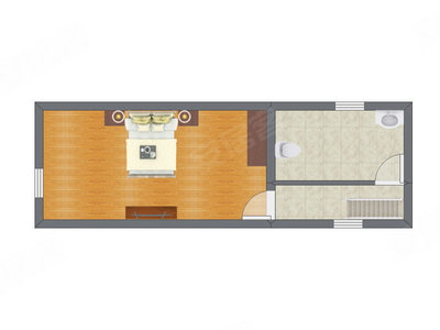 1室2厅 30.57平米户型图