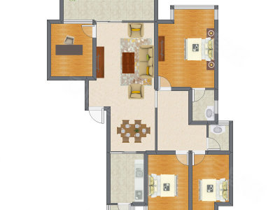 4室2厅 142.50平米户型图