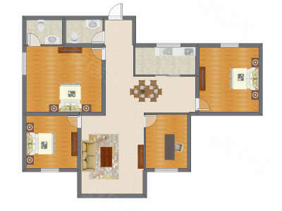 4室2厅 112.00平米户型图
