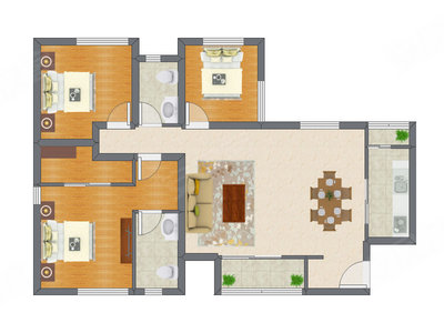 3室2厅 117.32平米