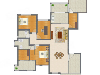 3室2厅 161.89平米