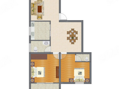 2室2厅 73.17平米户型图