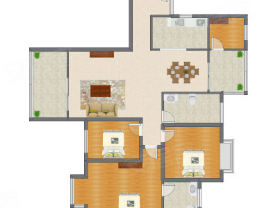 3室2厅 150.13平米