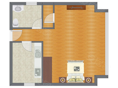 1室0厅 60.56平米户型图