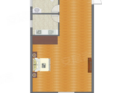 1室1厅 63.36平米户型图