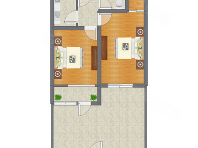 2室0厅 55.97平米户型图