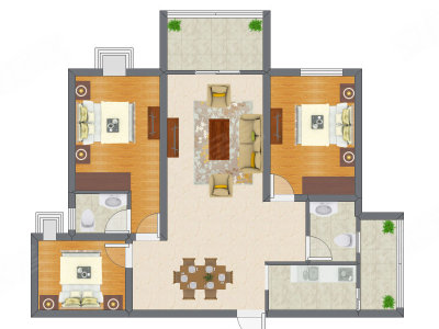 3室2厅 99.30平米