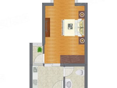 1室0厅 37.00平米户型图