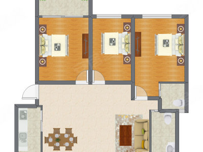 3室2厅 128.59平米