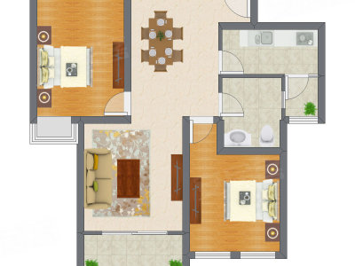 2室2厅 90.75平米